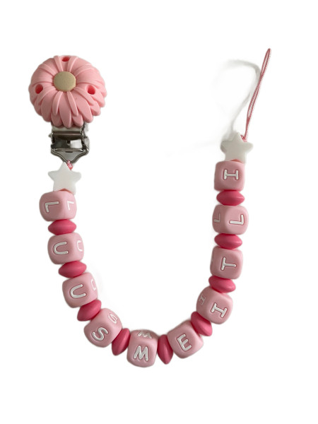 Nuggikette „Luusmeitli“ – Rosa mit Blume & Stern
