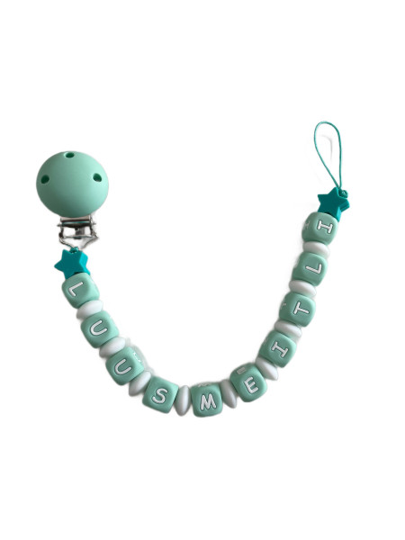 Schnullerkette „Luusmeitli“ – Mintgrün mit Stern