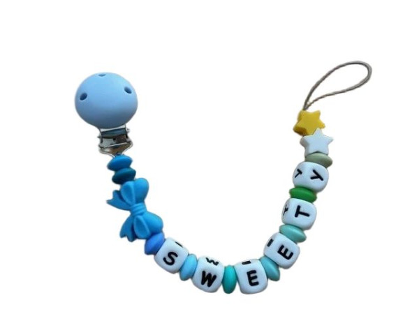 Schnullerband Sweety – Blau & Grün mit Schleife Junge