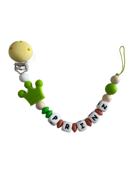 Nuggikette „Prinz“ – Grün & Braun mit Krone